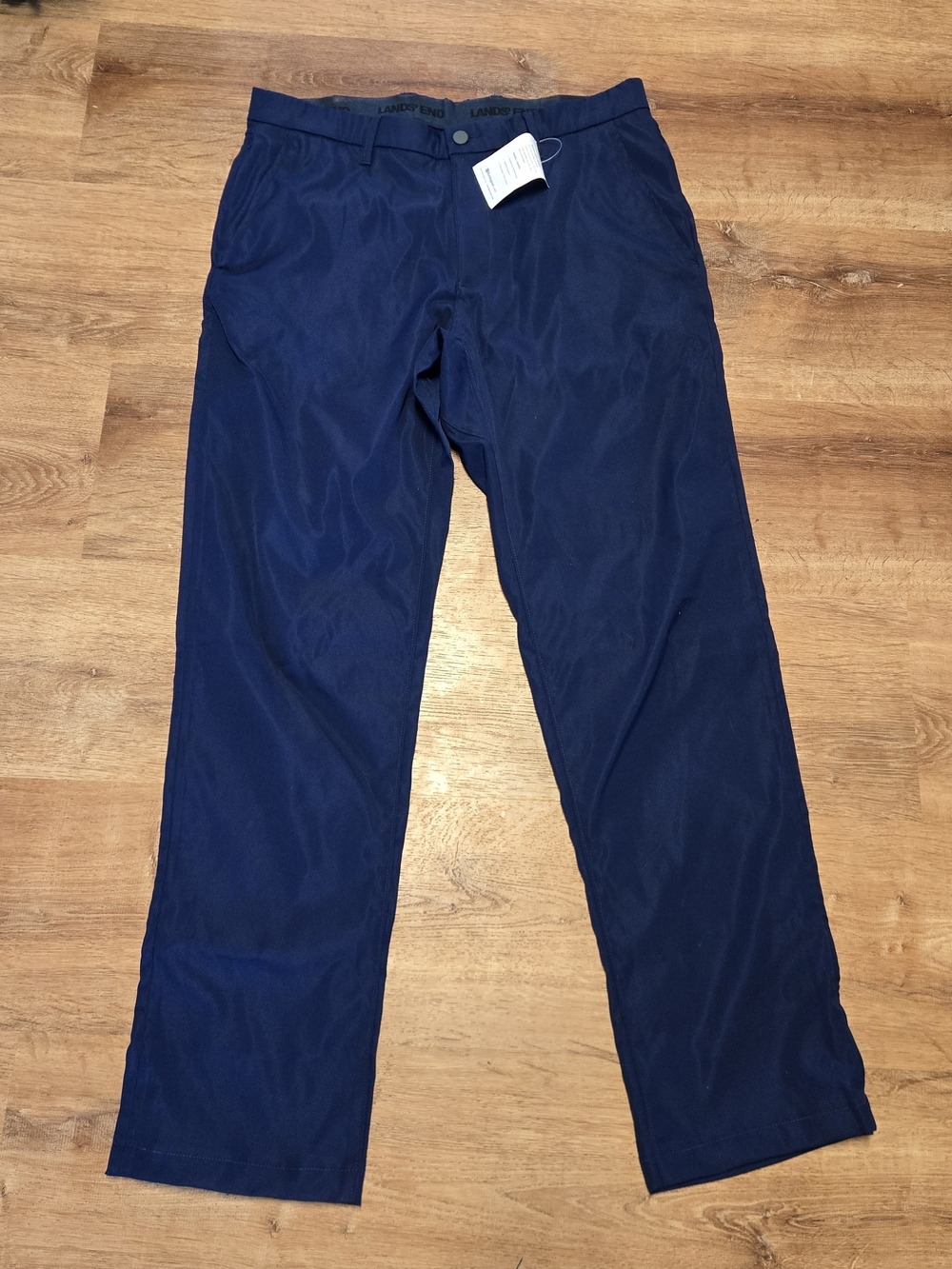 New! Lands' End Men's Navy Blue Straight-Leg Chinos Traditional Fit 36 X 33 Flex